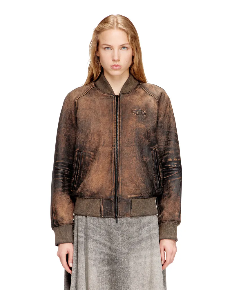 Diesel Bomberjacke aus distressed Leder - Lederjacken - Damen - Braun Braun