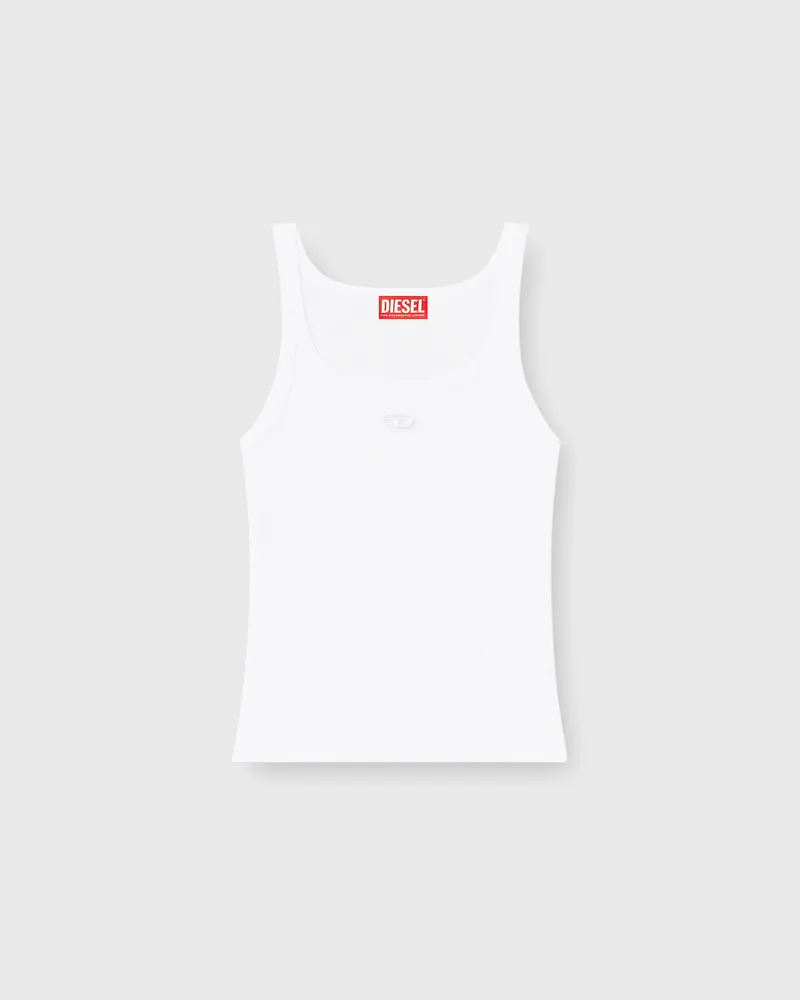 Diesel Schmales Tanktop mit lasergeschnittenem Oval D - T-Shirts - Damen - Weiss Weiss