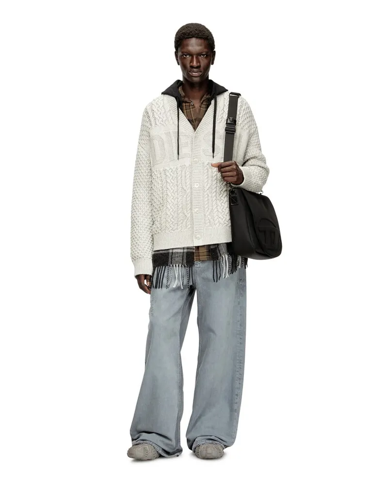 Diesel Zopfmuster-Strickjacke mit Diesel-Logo - Strickwaren - Herren - Grau Grau