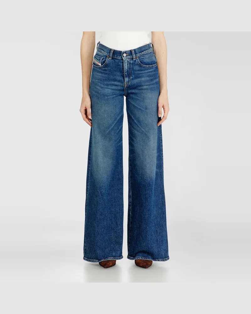 Diesel Flare Jeans Regular Waist 1978 D-Akemi, Mittelblau, Reißverschluss Blau