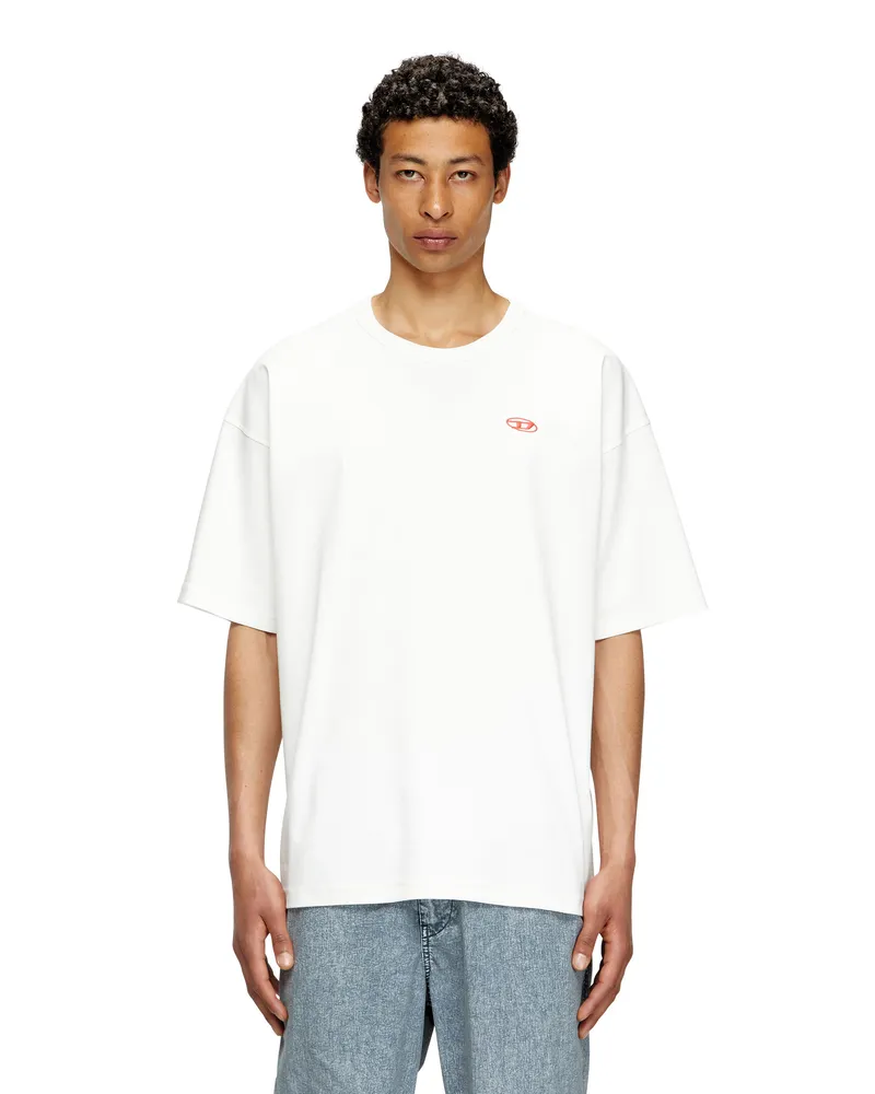 Diesel T-Shirt mit rotem Oval D - T-Shirts - Herren - Weiss Weiss
