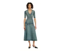 Midikleid mit tiefer Taille aus Strick und Denim - Kleider - Damen - Blau