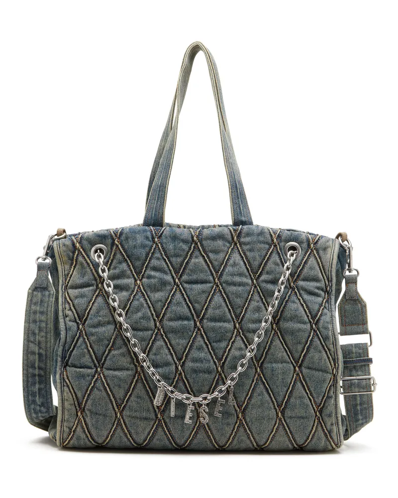Diesel Charm-D-Tote-Tasche aus gestepptem Argyle-Denim - Shoppers - Damen - Blau Blau