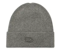 Gerippte Beanie-Mütze mit D-Stickerei - Mützen - Unisex - Grau