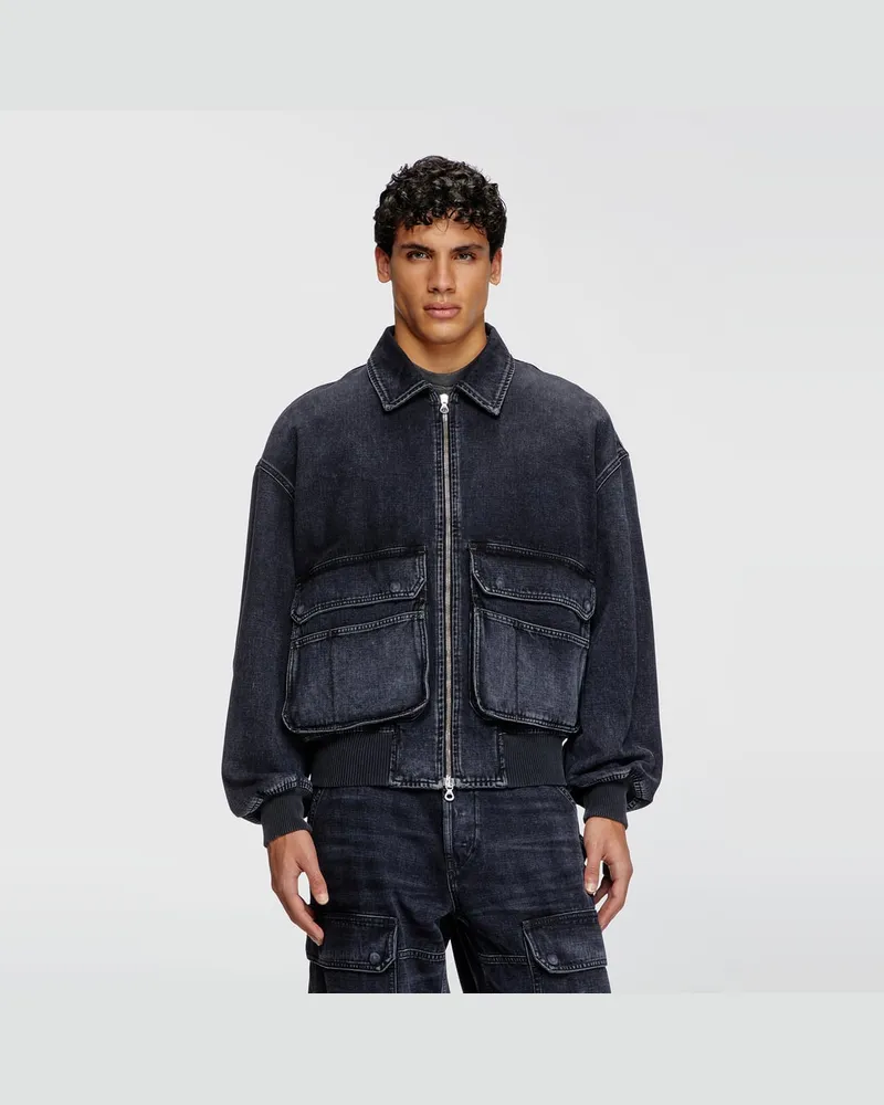 Diesel Jacke aus Denim in Köperbindung - Denim jacken - Unisex - Schwarz Schwarz
