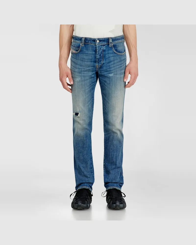 Diesel Slim Jeans Regular Waist 1993 D-Vyl, Mittelblau, Knopfverschluss Blau
