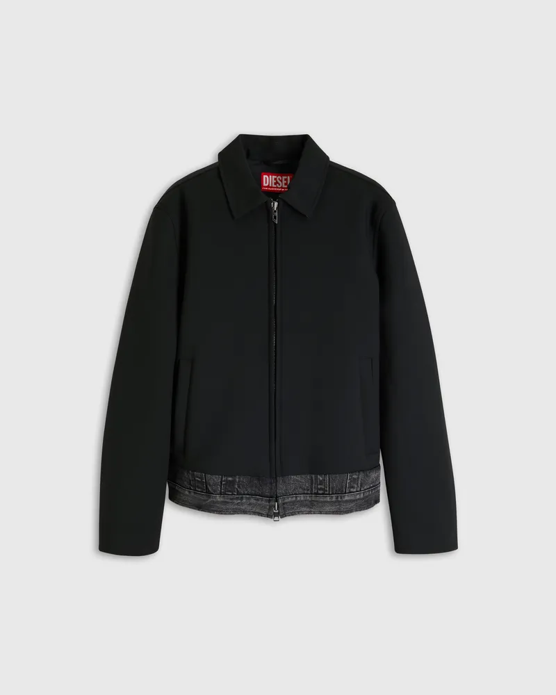 Diesel Coach-Jacke mit Denim-Abschnitt - Jacken - Herren - Schwarz Schwarz
