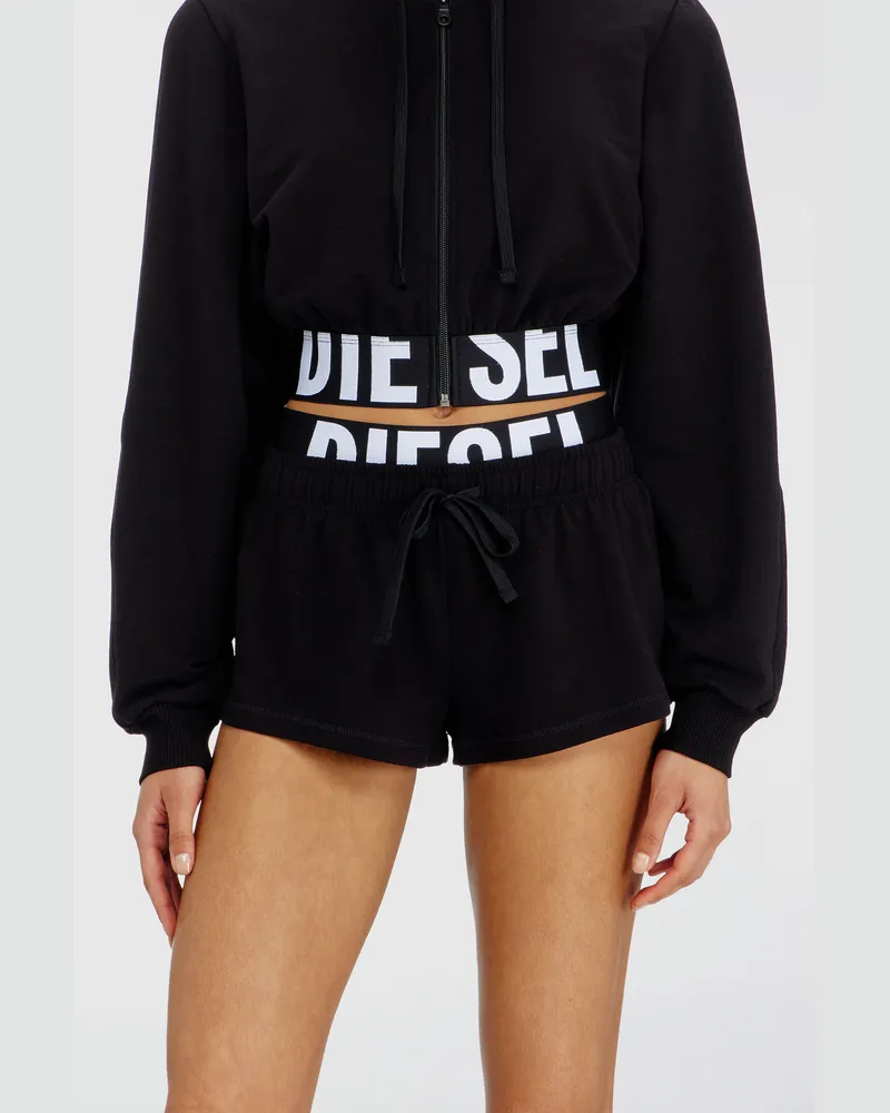 Diesel Kurze Hose aus Baumwollfrottee mit Diesel-Logo - Hosen - Damen - Schwarz Schwarz