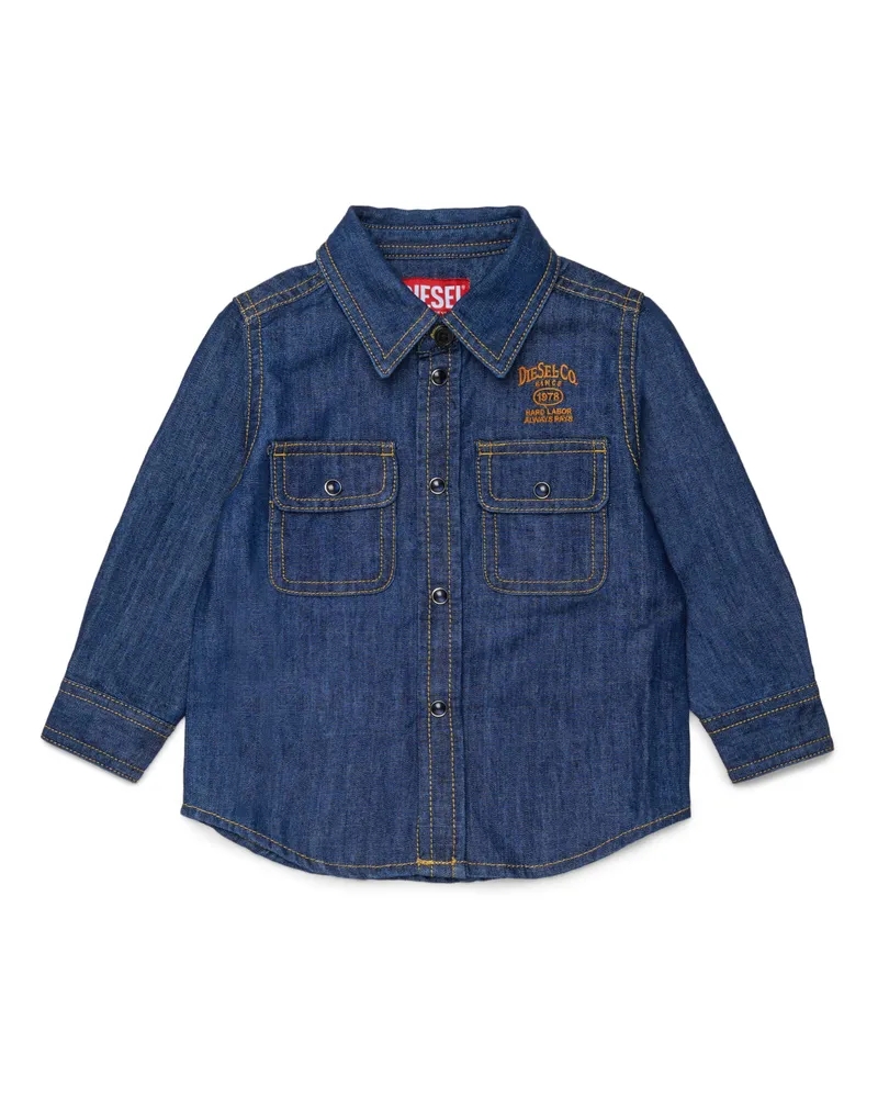 Diesel Jeanshemd mit Logo-Stickerei - Hemden - Herren - Blau Blau