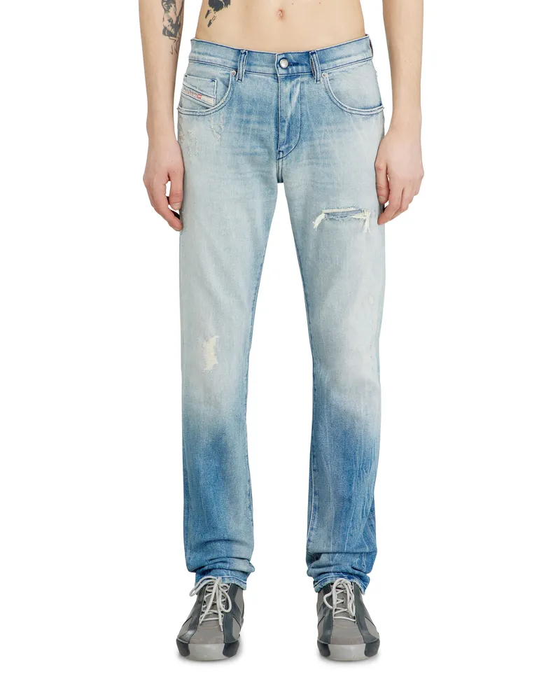 Diesel Slim Jeans Regular Waist 2019 D-Strukt, Hellblau, Reißverschluss Blau