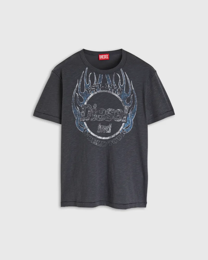 Diesel T-Shirt aus Slub-Jersey mit Crack-Print - T-Shirts - Herren - Grau Grau