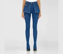 Skinny Jeans Regular Waist D-Spika, Dunkelblau, Elastischer Bund