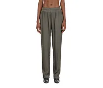 Fließende Hose aus pigmentgefärbtem Satin - Hosen - Damen - Grau