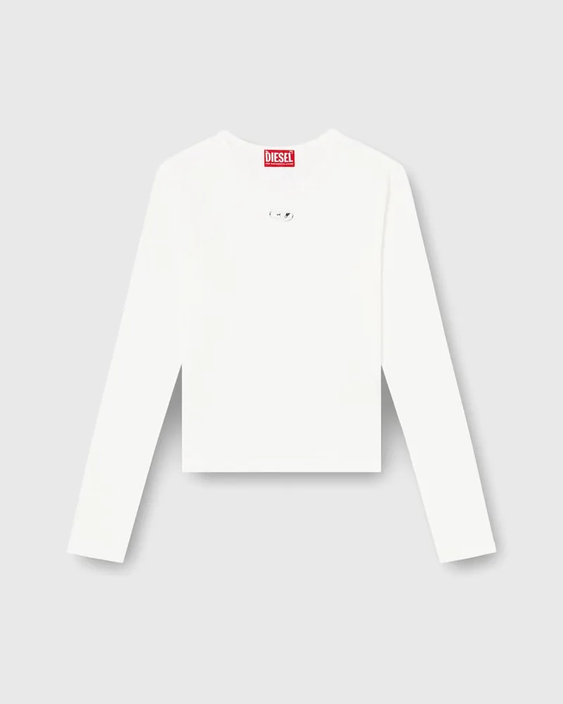 Diesel Baumwollpullover mit Oval-D-Logo - T-Shirts - Damen - Weiss Weiss