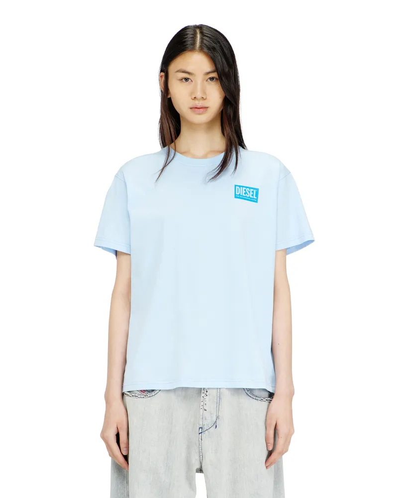 Diesel T-Shirt aus Bio-Baumwoll-Jersey mit Rundhalsausschnitt und Logoprint - T-Shirts - Damen - Blau Blau