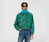 Aviator-Jacke aus behandeltem Leder - Lederjacken - Herren - Grün