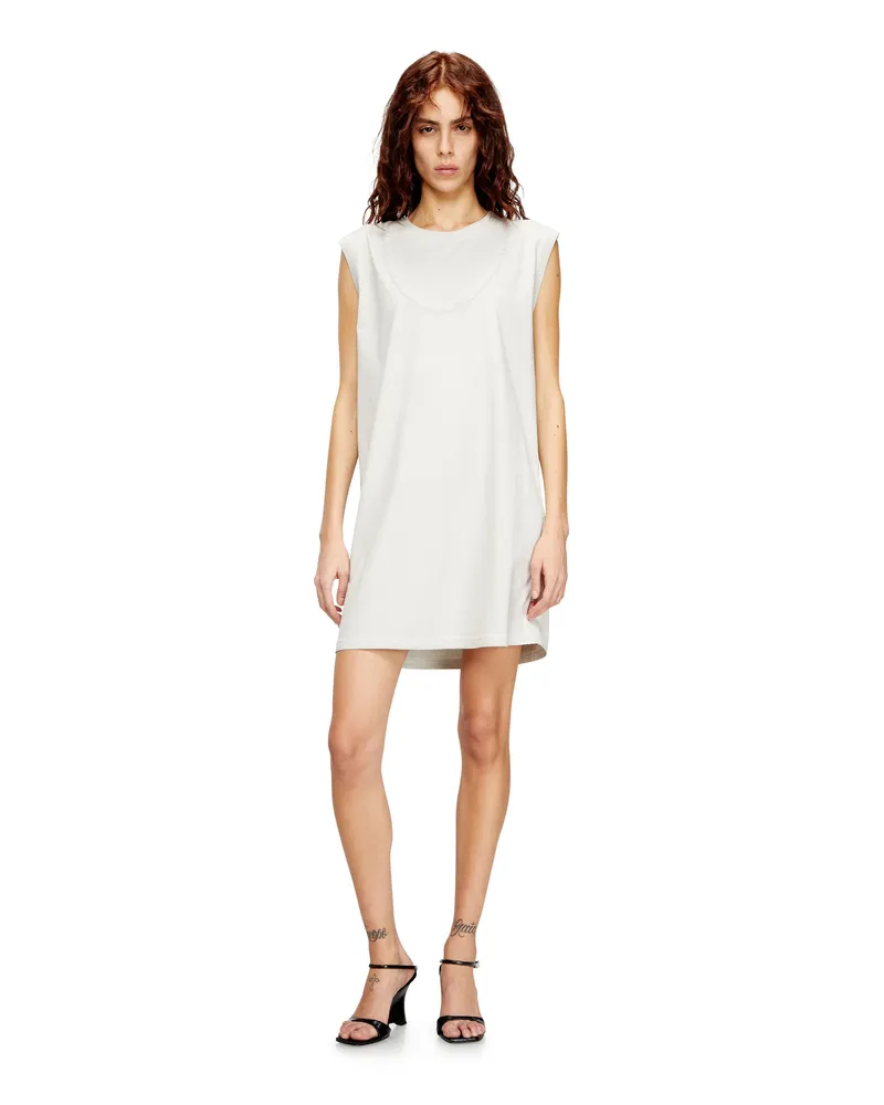 Diesel Kurzes Baumwollkleid mit geprägter Kette - Kleider - Damen - Weiss Weiss