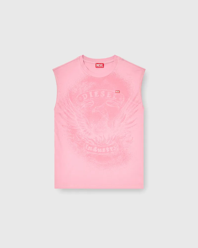 Diesel Ärmelloses Top aus Baumwolle mit tonaler Grafik - T-Shirts - Herren - Rosa Rosa