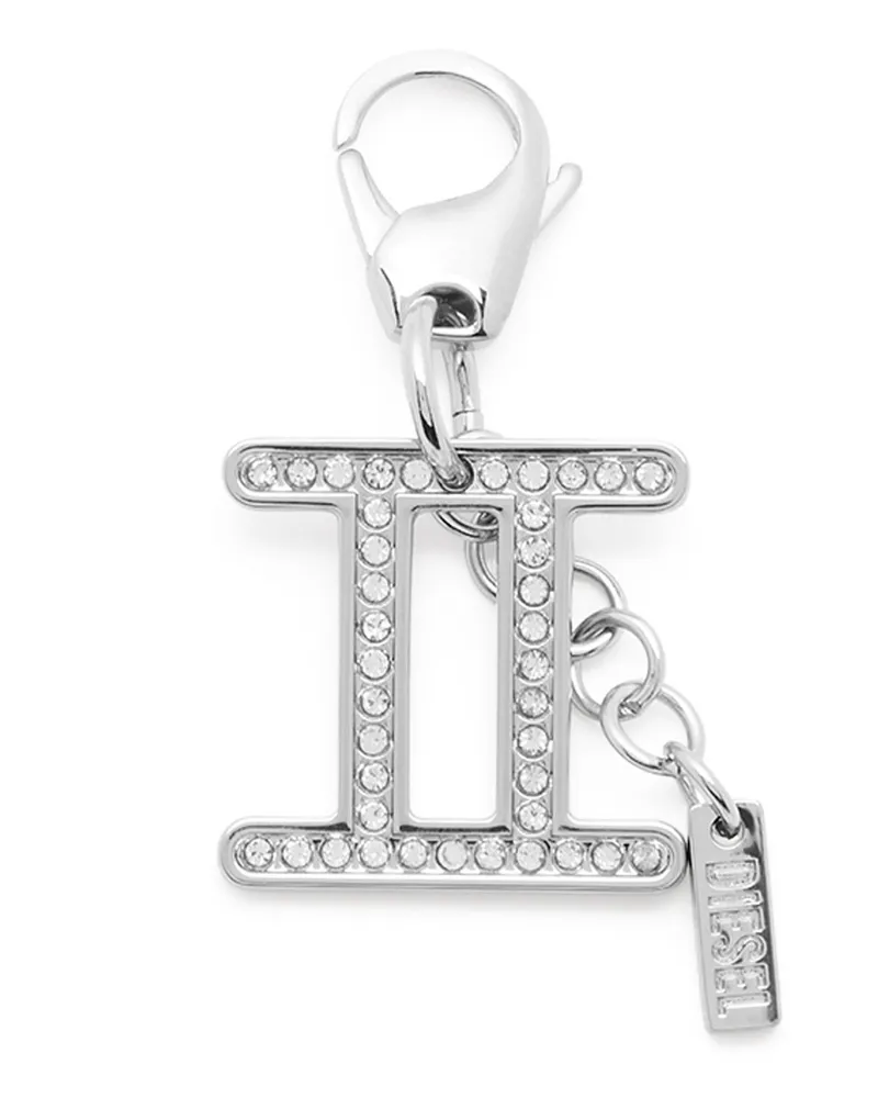 Diesel Metall-Zwillinge-Anhänger mit Strasssteinen - Charms und Schlüsselanhänger - Unisex - Silber Silber
