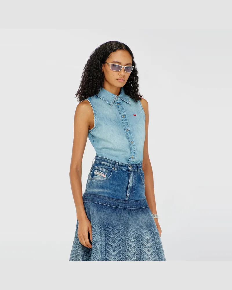 Diesel Ärmelloses Jeanshemd - Denimhemden - Damen - Blau Blau