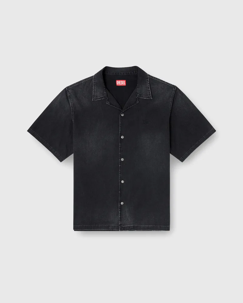 Diesel Denim-Hemd mit kurzen Ärmeln - Denimhemden - Herren - Schwarz Schwarz