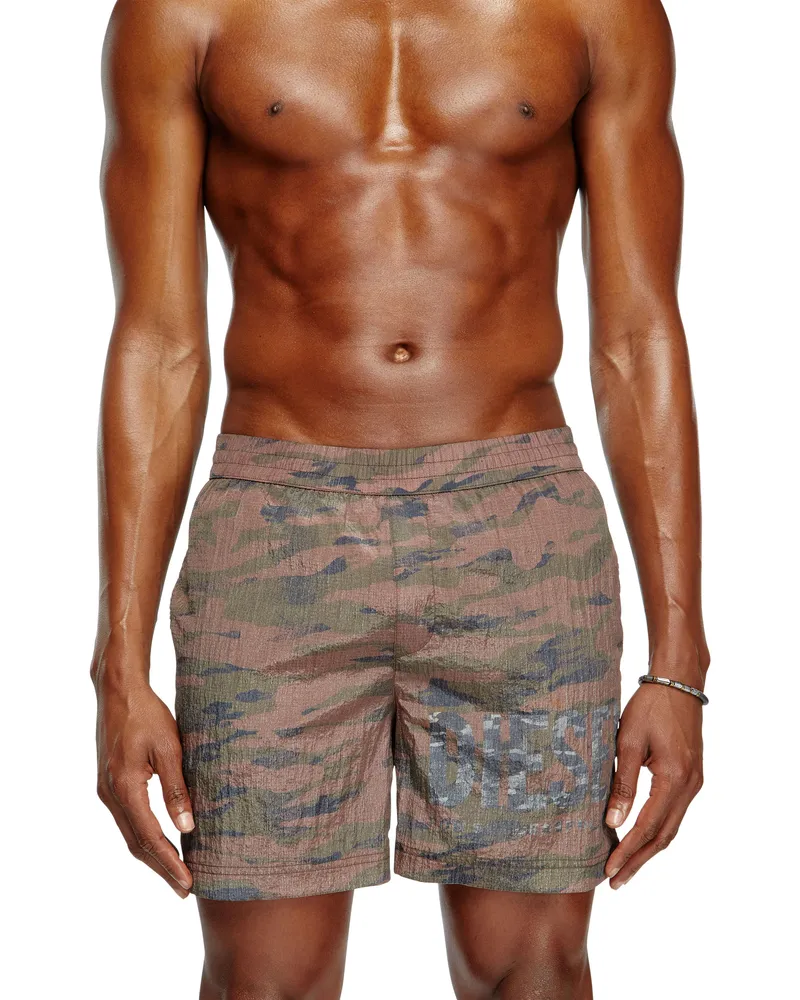 Diesel Mittellange Badeshorts aus Camo-Ripstop - Badeshorts - Herren - Braun Braun