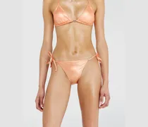 Seitlich gebundene Bikinihose aus schimmerndem Stoff - Panties - Damen - Orange