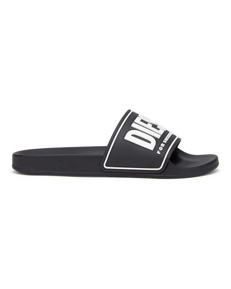 Diesel Sa-Mayemi-Badeschlappen mit 3D-Logo - Pantoletten - Herren - Schwarz Schwarz
