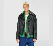 Bikerjacke aus gewachstem Leder - Lederjacken - Herren - Schwarz
