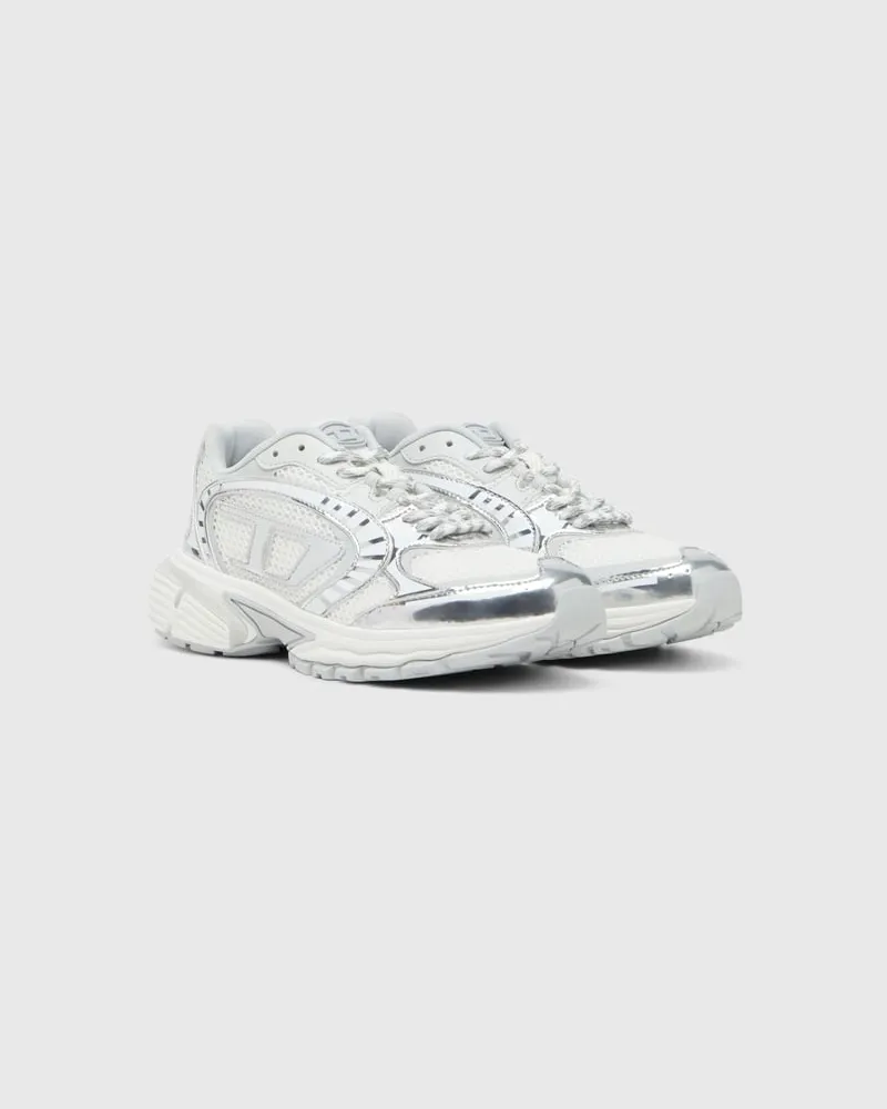 Diesel S-Pro-V-Dense-Sneakers aus Metallic-Mesh mit Oval D-Logo - Sneakers - Damen - Weiss Weiss