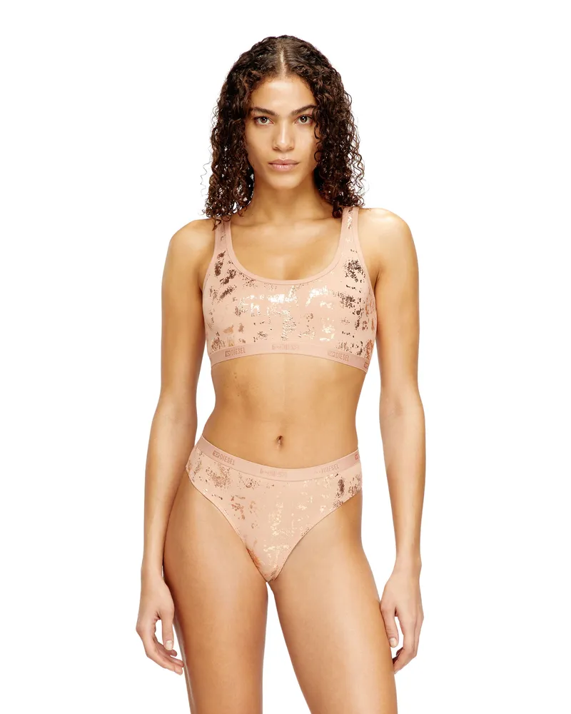 Diesel Bralette aus Stretch-Baumwolle mit Metallic-Print - BHs - Damen - Rosa Rosa