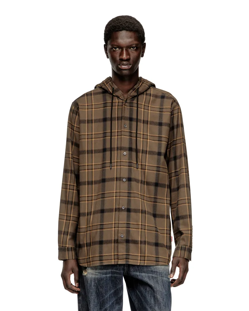 Diesel Kapuzenshirt aus kariertem Flanell mit Logo - Hemden - Herren - Bunt Bunt