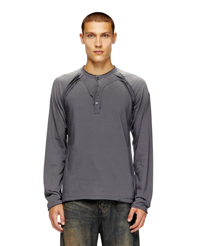 Diesel Langarm-T-Shirt mit Peel-Off-Effekt - T-Shirts - Herren - Grau Grau