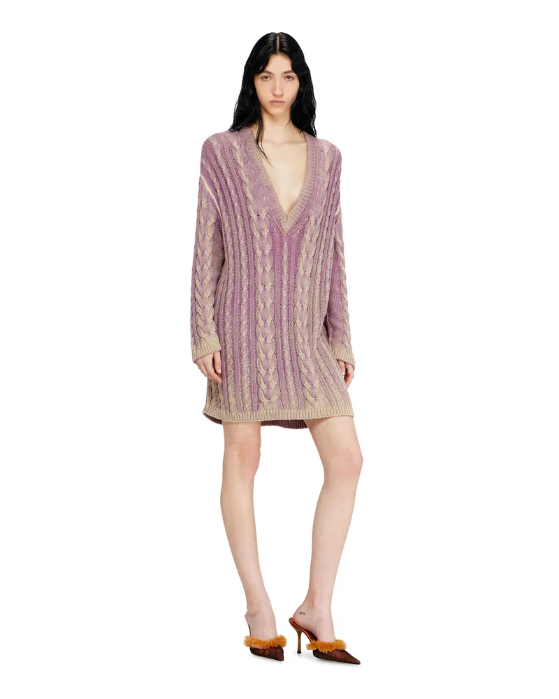 Diesel Kurzes Strickkleid im Zopfmuster - Kleider - Damen - Violett Violett