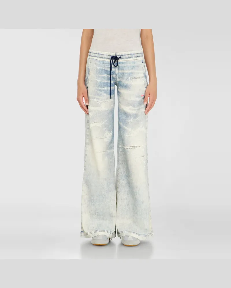 Diesel Relaxed Low Waist 2078 D-Ainty Joggjeans, Hellblau, Elastischer Bund Blau
