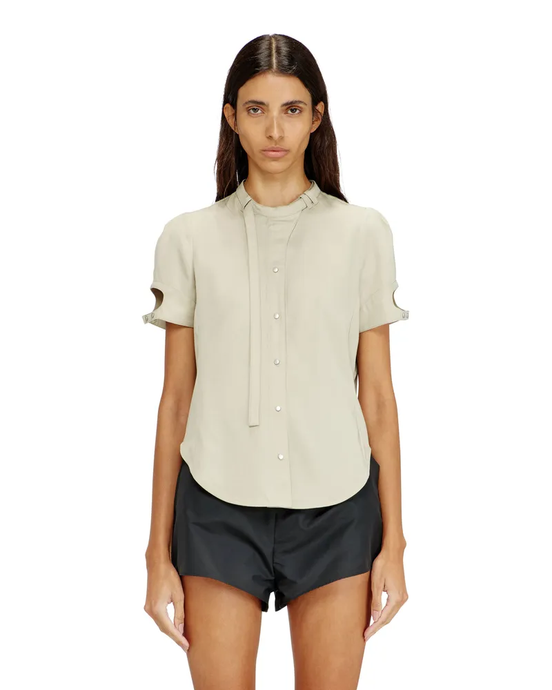 Diesel Kurzärmliges Hemd mit Biker-Details aus Lyocell - Hemden - Damen - Beige Beige