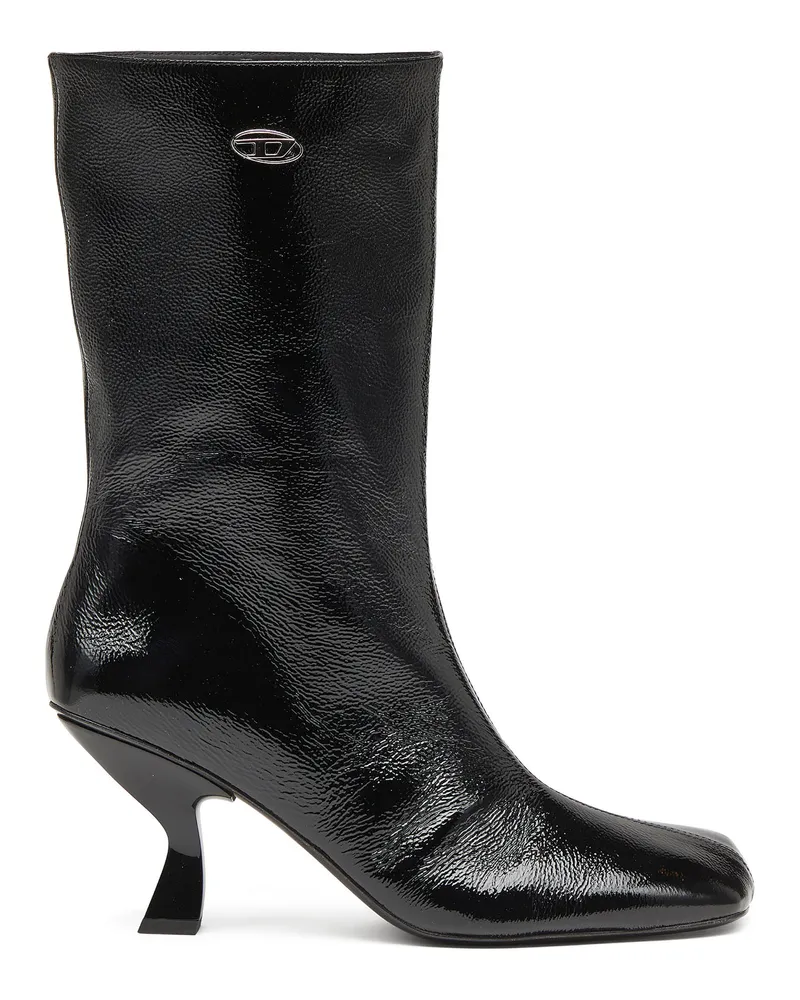 Diesel D-Amber-Stiefeletten mit quadratischer Spitze und Naplak-Effekt - Stiefel - Damen - Schwarz Schwarz
