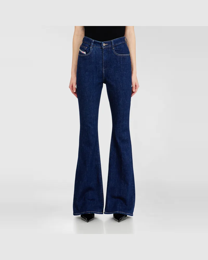 Diesel Bootcut Jeans High Waist 1973 D-Partt, Dunkelblau, Reißverschluss Blau