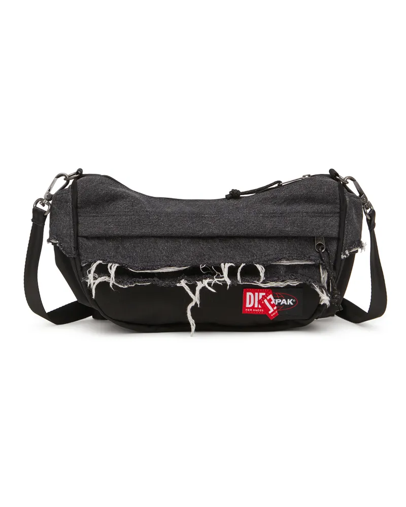 Diesel Schultertasche aus Destroyed-Denim und CORDURA - Schultertaschen - Unisex - Schwarz Schwarz
