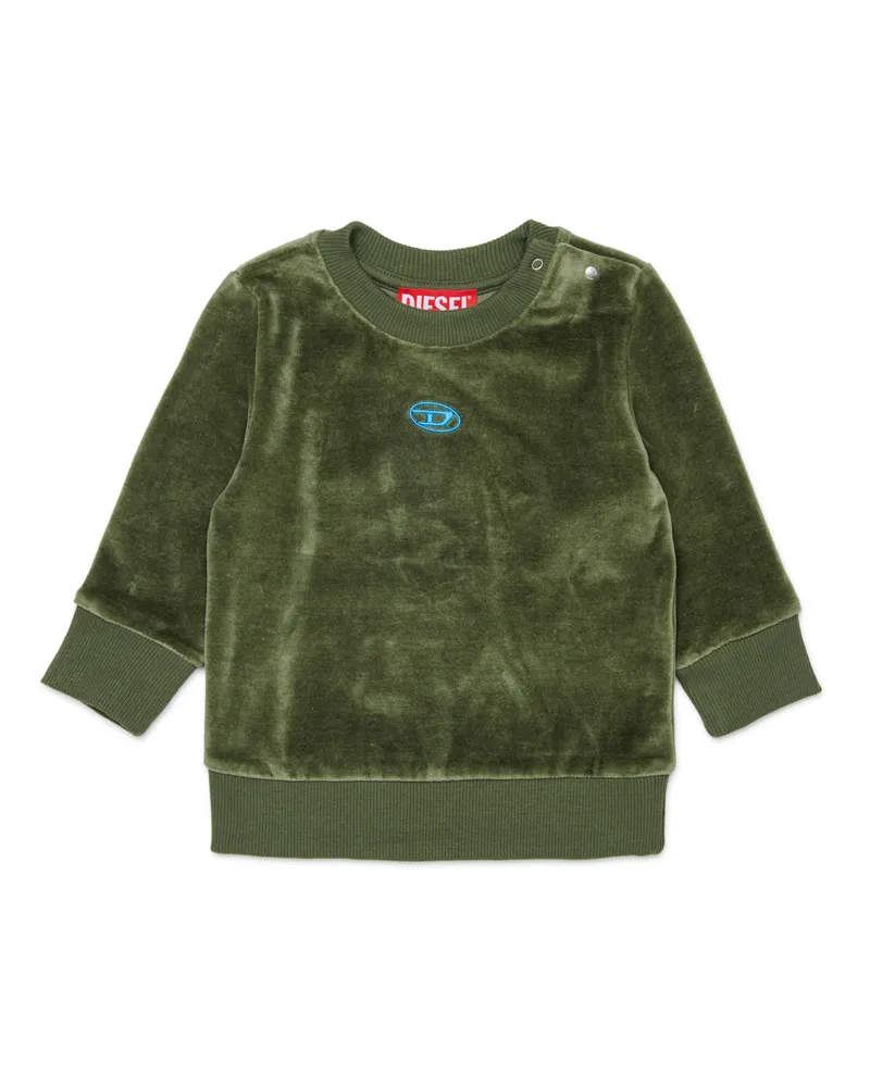 Diesel Sweatshirt aus Samt mit Oval D Stickerei - Sweatshirts - Herren - Grün Grün