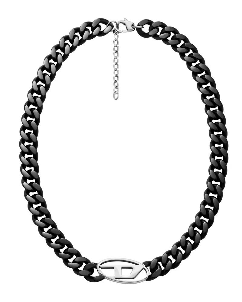 Diesel Halskette aus Edelstahl - Halsketten - Unisex - Schwarz Schwarz