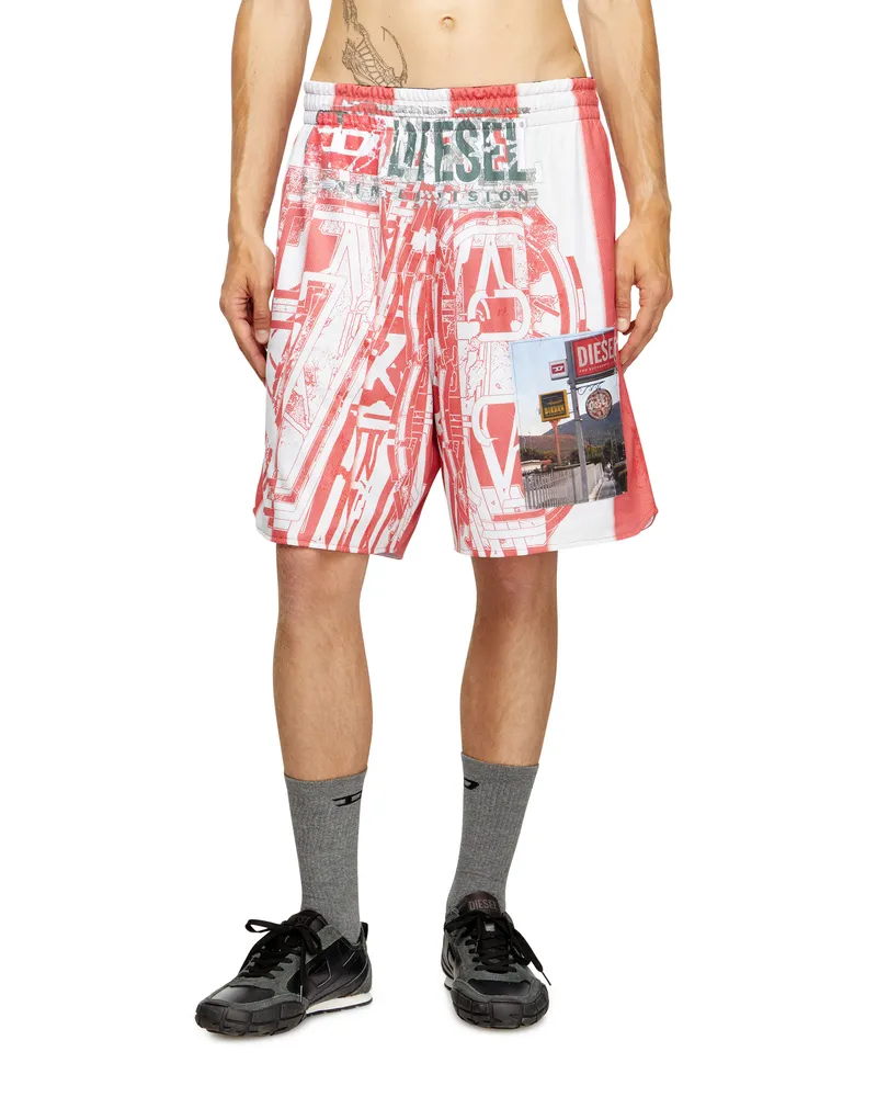 Diesel Gestreifte Shorts mit Foto-Patches - Kurze Hosen - Herren - Bunt Bunt