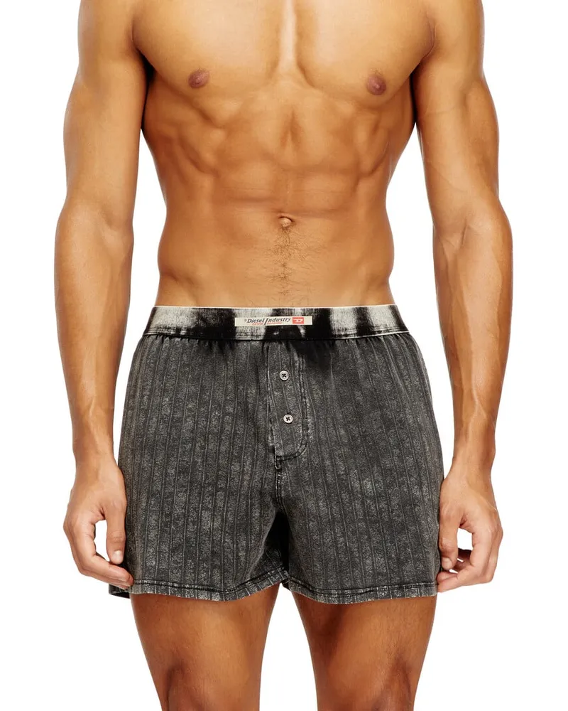 Diesel Lange Baumwollboxershorts mit Nadelstreifen-Denim-Effekt - Boxershorts - Herren - Grau Grau