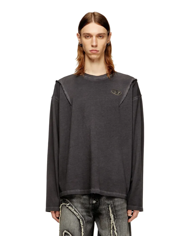 Diesel Langärmliges T-Shirt mit Verwaschungseffekt - T-Shirts - Unisex - Grau Grau