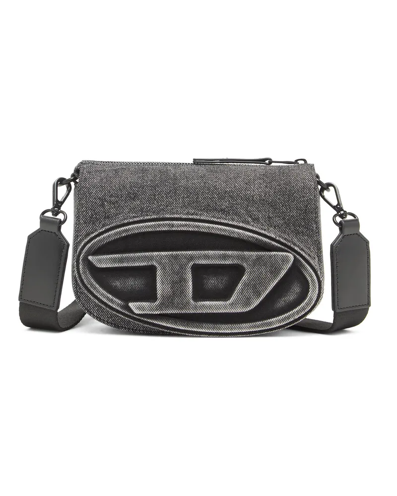 Diesel 1DR-Kameratasche aus gewaschenem Denim - Schultertaschen - Unisex - Grau Grau