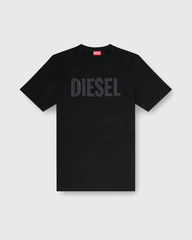 Diesel T-Shirt aus Baumwolle mit tonalem Diesel-Logoprint - T-Shirts - Herren - Schwarz Schwarz