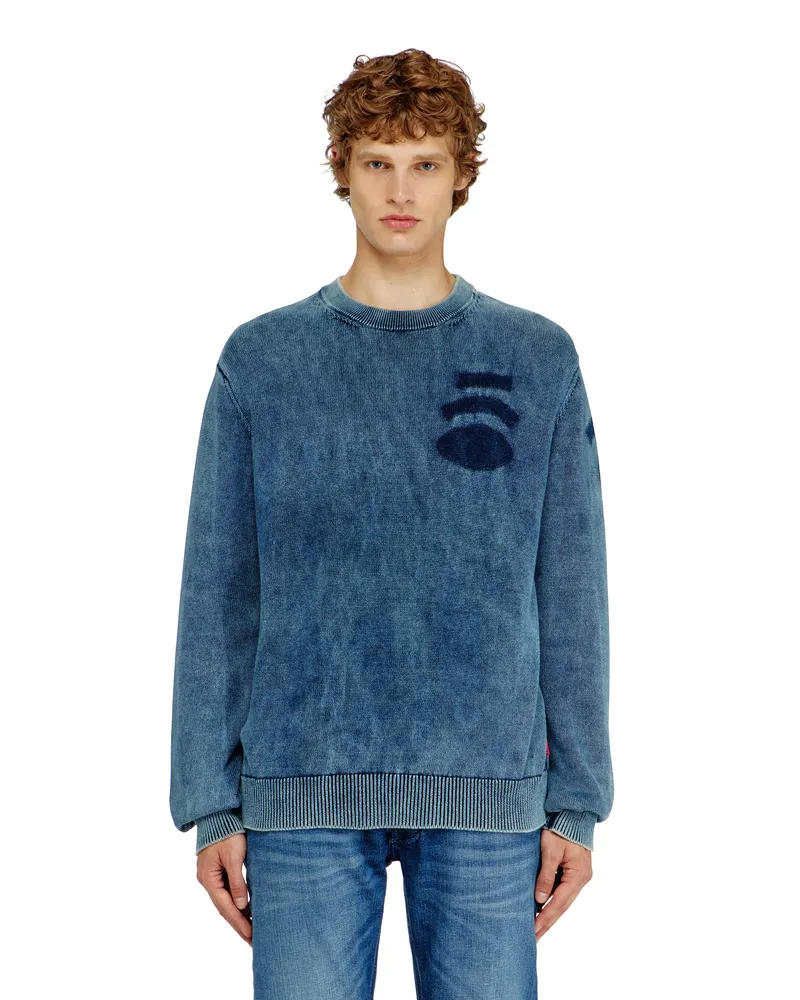 Diesel Pullover in Denim-Optik mit Patch-Effekten - Strickwaren - Herren - Blau Blau