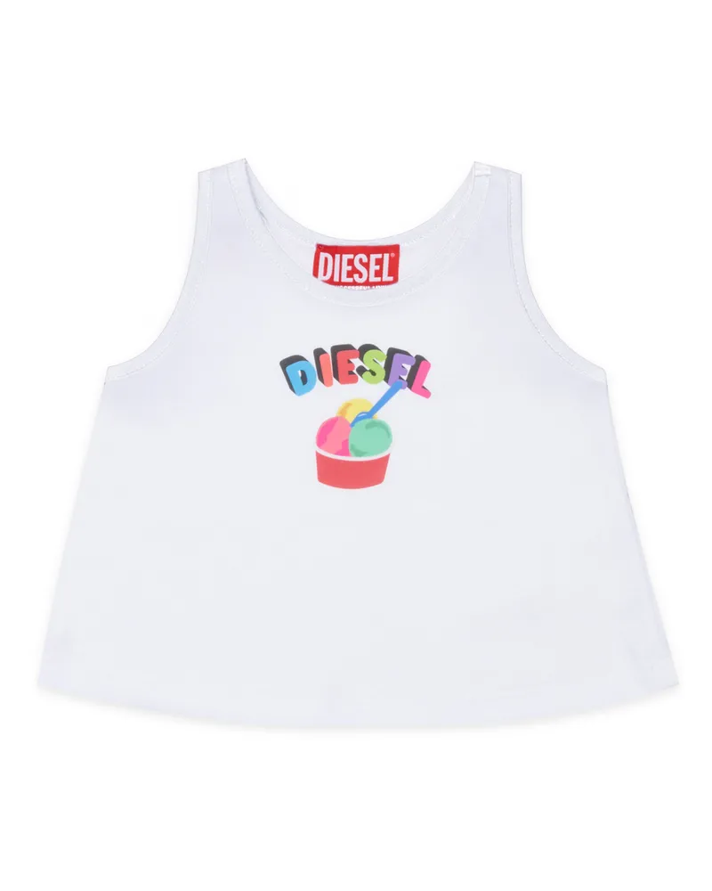 Diesel Baumwoll-Tanktop mit Eiscreme-Print - Beachwear - Damen - Weiss Weiss