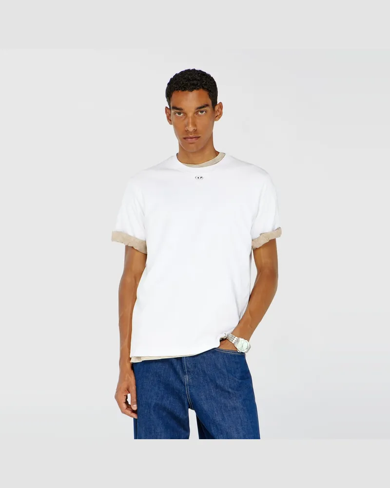 Diesel Reguläres T-Shirt mit Rundhalsausschnitt und ovalem D - T-Shirts - Herren - Weiss Weiss