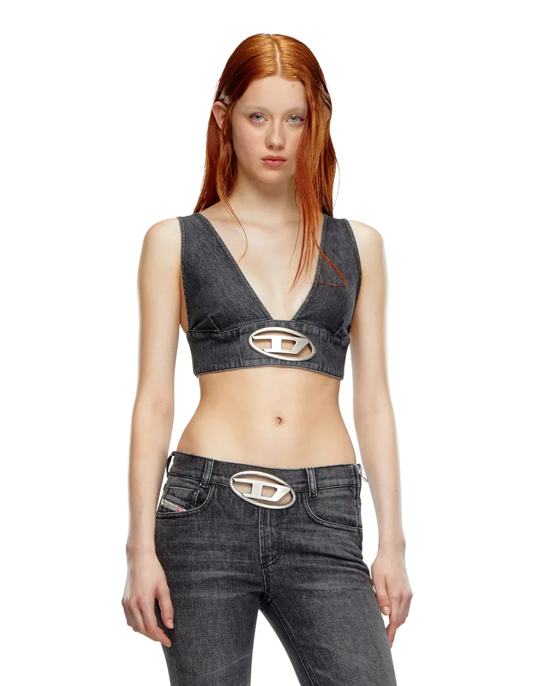 Diesel BH-Top aus Denim mit Oval D-Plakette - Oberteile - Damen - Schwarz Schwarz
